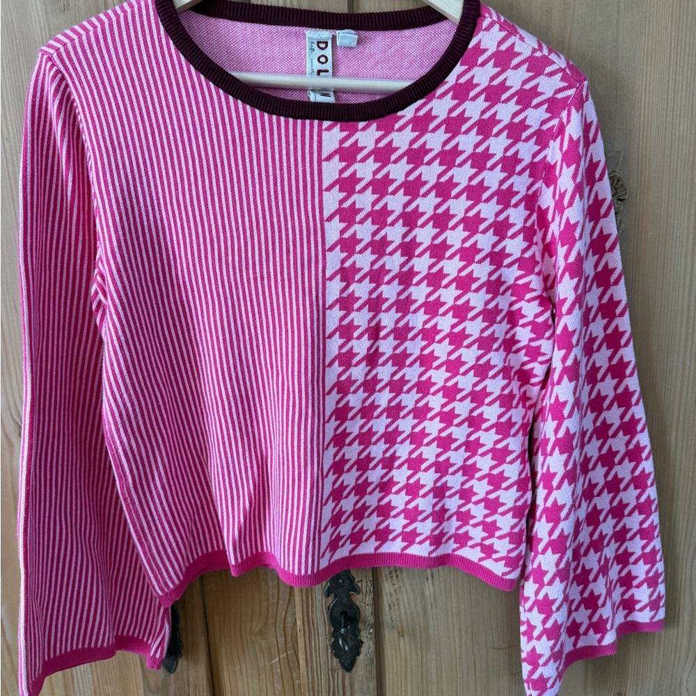 Dolan Left Coast Pink and White Knit Top